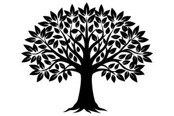 Obraz premium Neem tree white background linocut design vector illustration