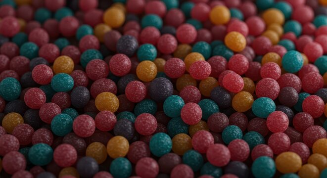 A tightly framed, overflowing collection of smooth, colorful small objects creates a vibrant, textured surface inviting close examination, objects, macro, dense