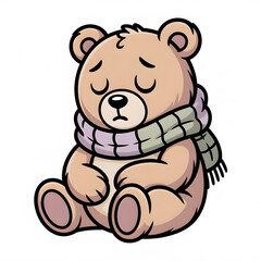 Fototapeta premium Cute Sad Teddy Bear Illustration