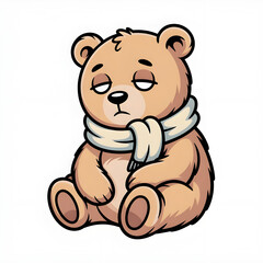 Fototapeta premium Cute Sad Teddy Bear Illustration