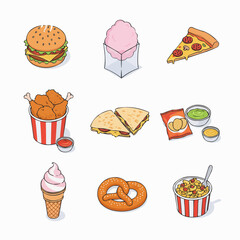 fast food icons set