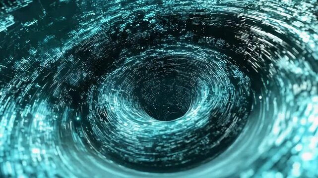 Digital data vortex creating abstract technology funnel