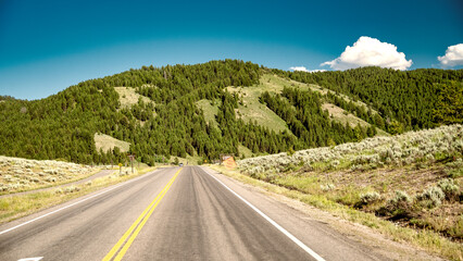 Fototapeta premium Road to Grand Teton National park in summer season