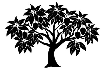 Obraz premium Mango tree linocut design white background 