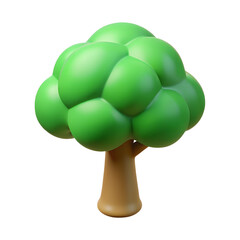 3D illustration of a green tree with a brown trunk on white background