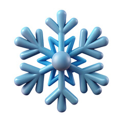 3D Blue Snowflake Isolated on White Background for Winter Decor and Holiday Celebrations