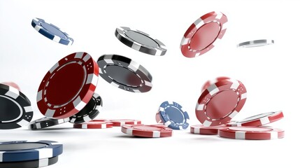 Chips fly in the air during a game night as players enjoy their time at a casino table in a lively setting