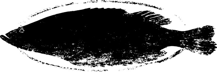 Abstract fish stencil design in monochrome for urban art and print posters