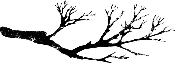 Fototapeta premium Black and white minimal twig stencil illustration for nature-inspired designs