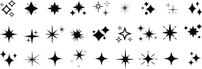 Fototapeta premium Sparkle vector icons set Vector blink star for logo, sparkle clipart