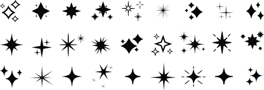 Sparkle icons set Vector blink star for logo, sparkle clipart