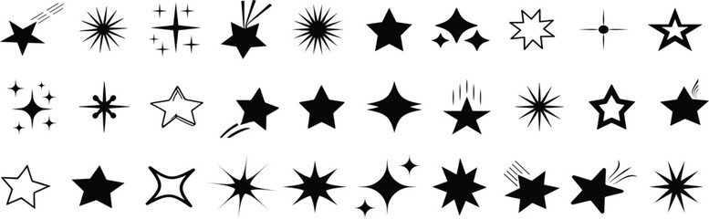 Sparkle vector icons set Shine icons. Stars sparkles vector 