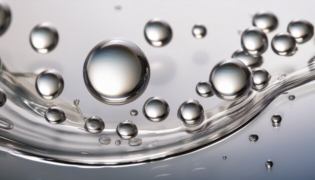 a close up of translucent water droplets with varying sizes showcasing their clarity and reflective surfaces against a soft neutral background - Powered by Adobe