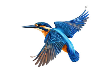 Fototapeta premium Kingfisher Bird Flying Clipart Isolated on Transparent Background