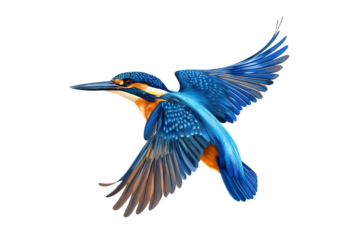 Kingfisher Bird Flying Clipart Isolated on Transparent Background