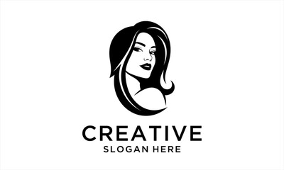 Elegant Womans Portrait Logo Design.