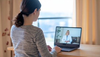 A Woman Engaging in Online Therapy Sessions, Focusing on Mental Health and Well-being in a Remote Setting