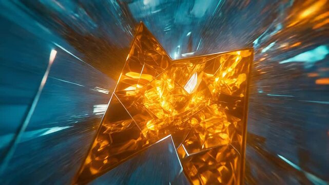 Golden star moving through abstract lightspeed wormhole