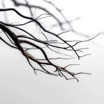 Close Up of Dark Winding Tree Branches on Bright Background