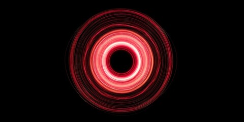 Glowing red circular light art with black background