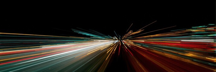 Dynamic light trails at night creating a vivid burst