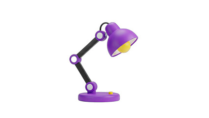Purple Desk Lamp With Adjustable Arm And Yellow Bulb On Transparent Background Simple Modern Design