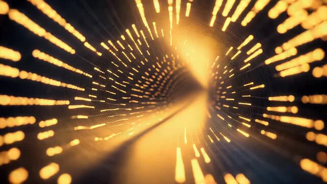Digital data flowing through abstract light tunnel network