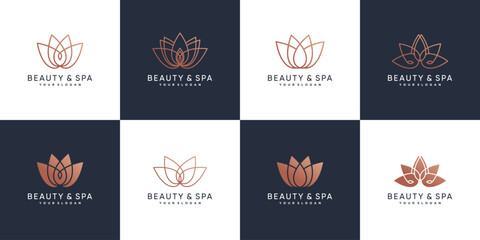 Beauty and spa logo bundle with beauty lotus concept Premium Vector