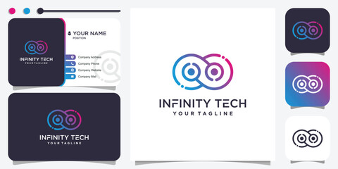Infinity technology logo idea with gradien line style Premium Vector