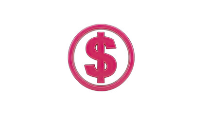 Pink Dollar Sign Symbol Inside a Circle Isolated on Black Background Represents Finance Economy and Currency Exchange