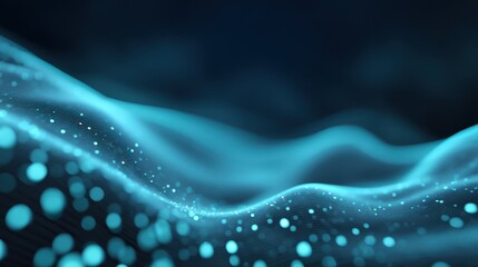 Abstract blue wave background with glowing dots creating a sense of motion and depth for digital and technology themes in modern design
