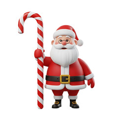 Fototapeta premium Santa claus holding a large candy cane