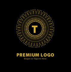 Premium Gold 'T' Premium Round Monogram Logo for Professional Branding