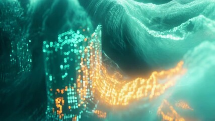 Digital landscape showing data stream and futuristic chart - Powered by Adobe