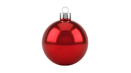 “Red Christmas Bauble Ornament isolated on transparent background png – Glossy Round Holiday Decoration PNG”