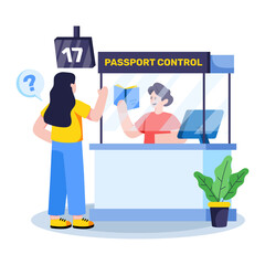 An illustration design of airport passport control