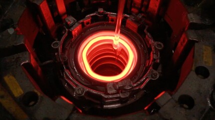 Medium shot of heatresistant zirconium metal casting cooling process showcasing precision in hightemperature industrial manufacturing.
