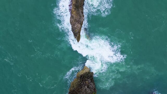 4K Aerial View of Ngliyep Beach on the Southern Java Coast, Malang, East Java
