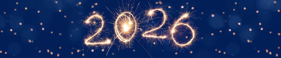 Happy New Year 2026 wide header Web banner.