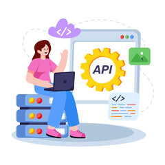 Trendy design illustration of api website