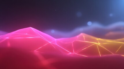 Abstract glowing wave pattern with dynamic light and colorful connections in dark background for futuristic and modern design projects