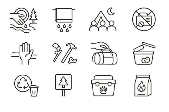 Nature loud stream respect minimal vector icon debris camping wash from dry