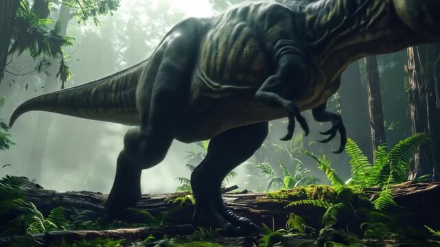 A Majestic Tyrannosaurus Rex Roams Ancient Jungle in Stunning Animated Sequence