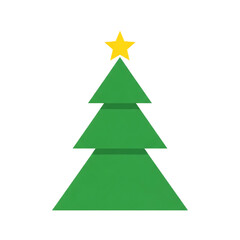 Fototapeta premium Simple christmas tree icon with yellow star on top