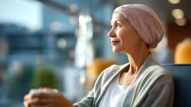 Faceless cancer patient receiving chemotherapy treatment defocused hospital environment background IV therapy visible poignant cancer care journey oncology support scenario