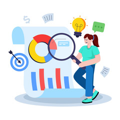 A unique design illustration of business report analysis