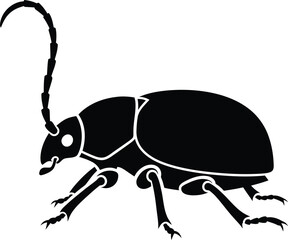 Black Beetle Insect Silhouette Vector Illustration