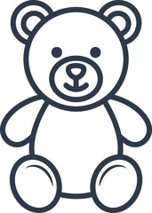 Cute Teddy Bear Outline Vector Illustration