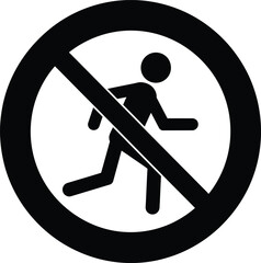 No Running Safety Prohibition Sign Vector