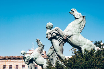 Statues in front of the National Assembly in Belgrade, Serbia.
